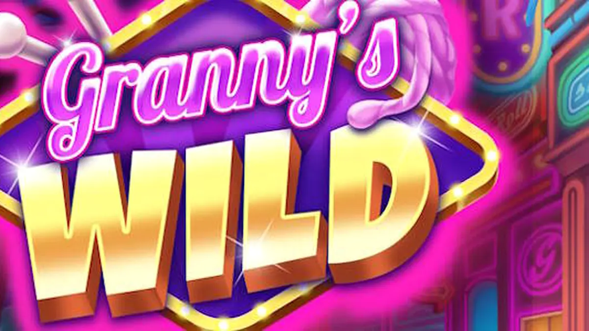 Tampilan layar utama permainan slot Granny's Wild dengan karakter nenek yang ceria