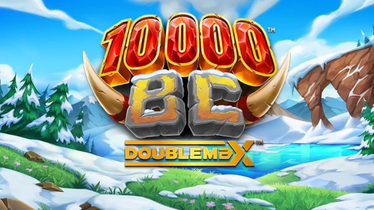 Pemandangan pegunungan salju prasejarah dalam slot 10000 BC DoubleMax